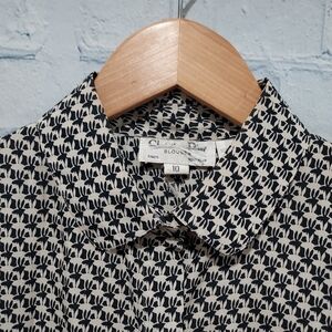 Vintage Womans 10 Office Business Work Attire Blouse Top Modest City Abstrat